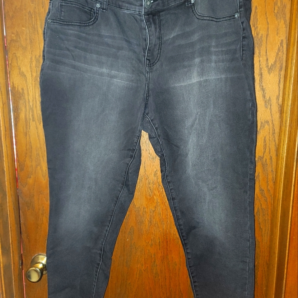 Maurices Denim Flex Distressed Black Jeans Size 20 Short